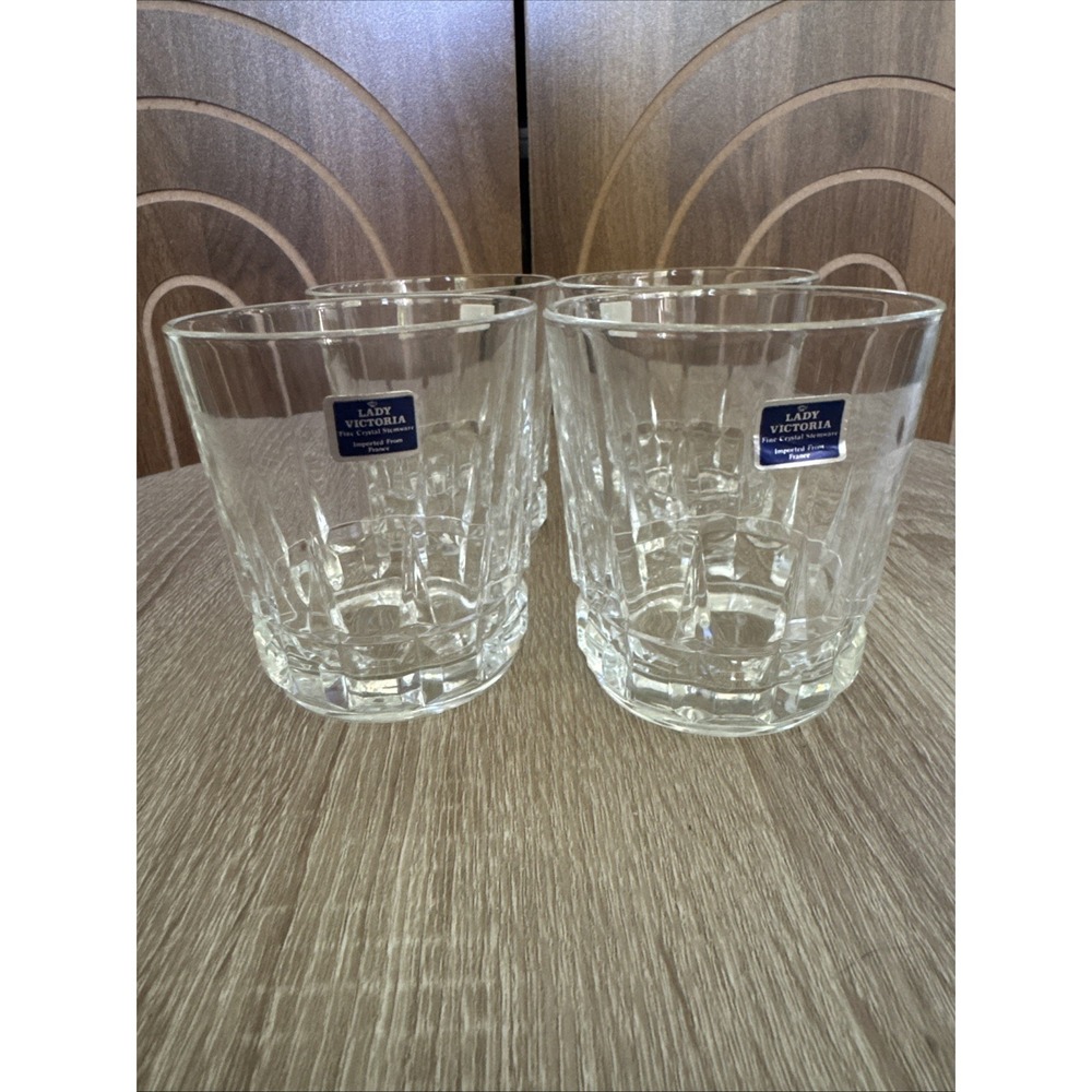 4 Lady Victoria Fine Crystal Stemware On the Rocks Glasses 10oz Chantelle No Box